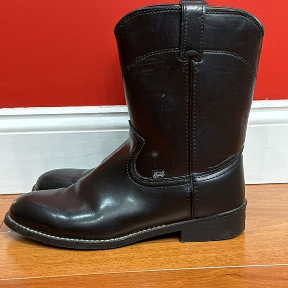 Justin Men's basics black  western cowboy Moto Boots JB 3000 Sz 10D - Picture 2 of 10